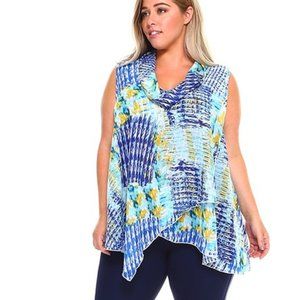 ***4X-5X-6X*** Layered Abstract Print Sleeveless Blouse